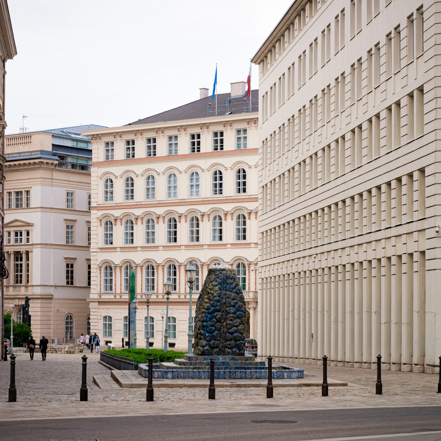 Austrian Federal Chancellery, or Bundeskanzleramt, or BKA on Ballhausplatz Square and Bundesministerium fur Inneres, or Ministry of Interior, or BMI on Herrengasse in Innere Stadt in Vienna in Austria